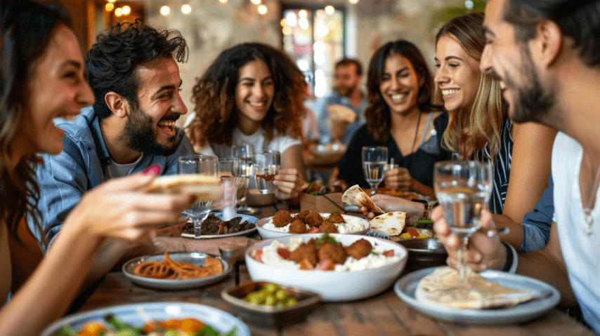 ארוחה חברתית במסעדה כשרה
